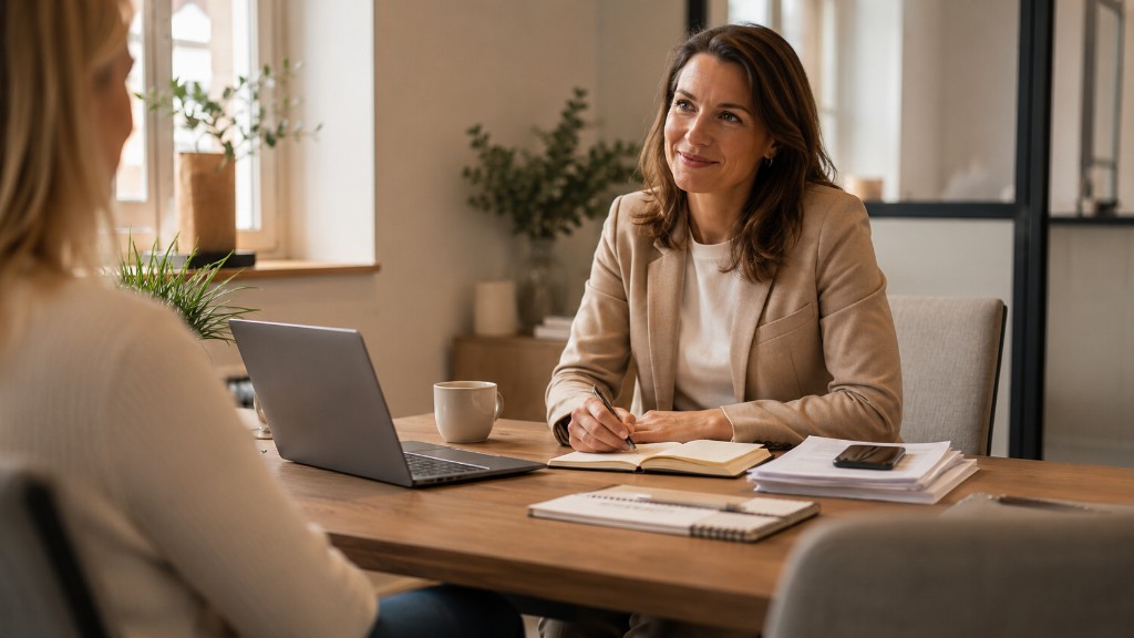 HR-consultant in gesprek met een ondernemer aan een bureau